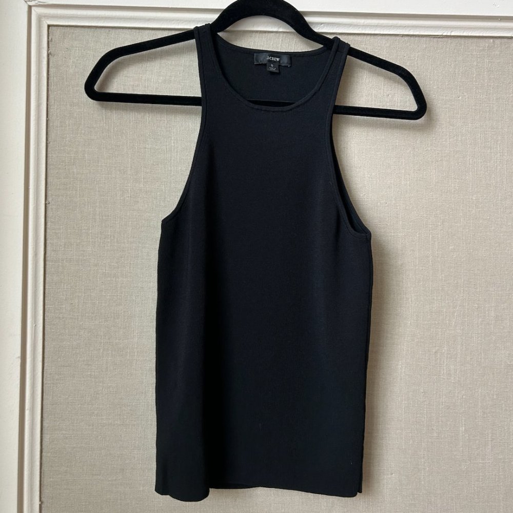 J. Crew Supersculpt Racerback Sweater-Tank (Black)